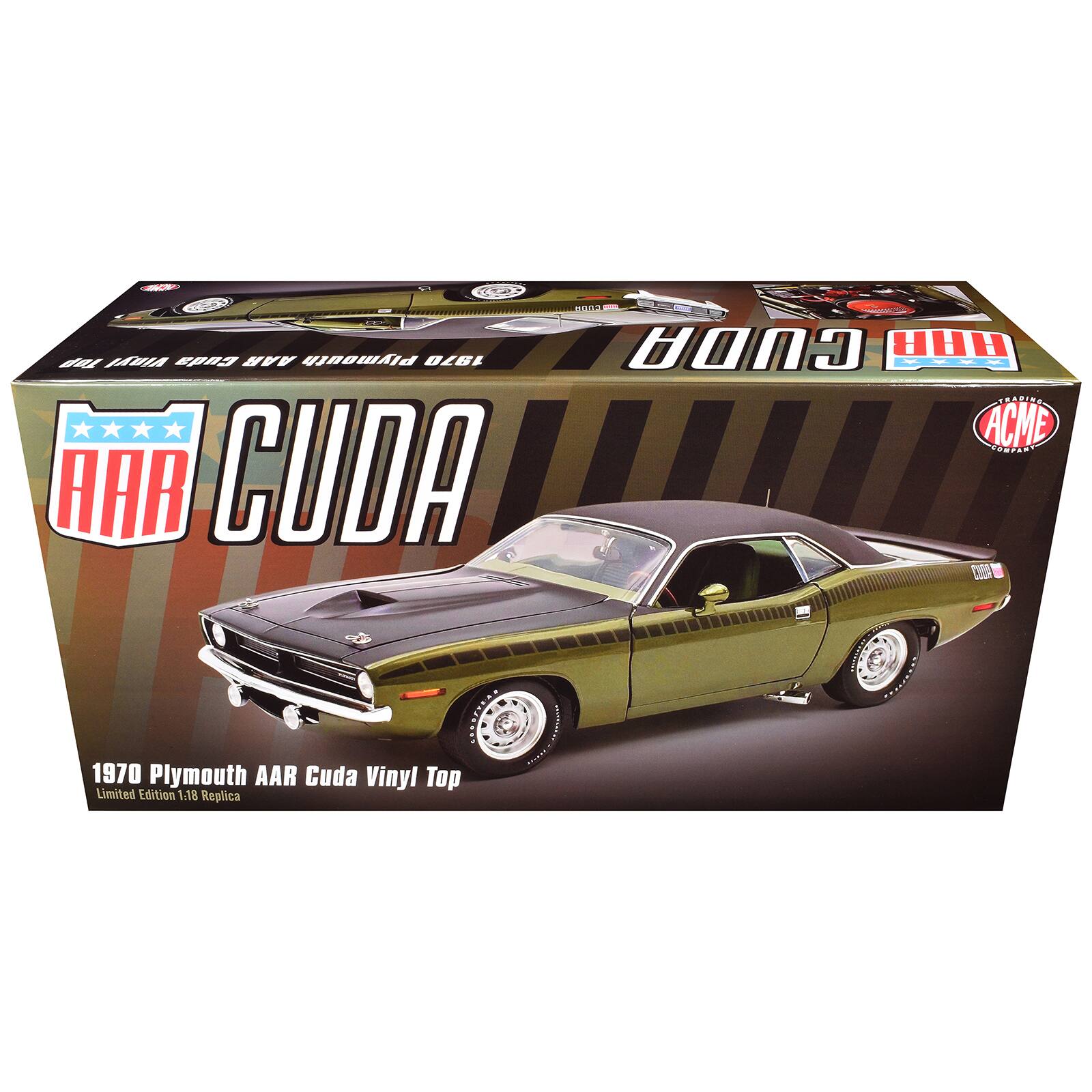 EADA CUDA HHR B 8 AAR Plymauth 1970 TTEE TRACINE ACME CONPANT AAR CUDA COON 1970 Plymouth AAR Cuda Vinyl Top Limited Edition 1.18 Replica