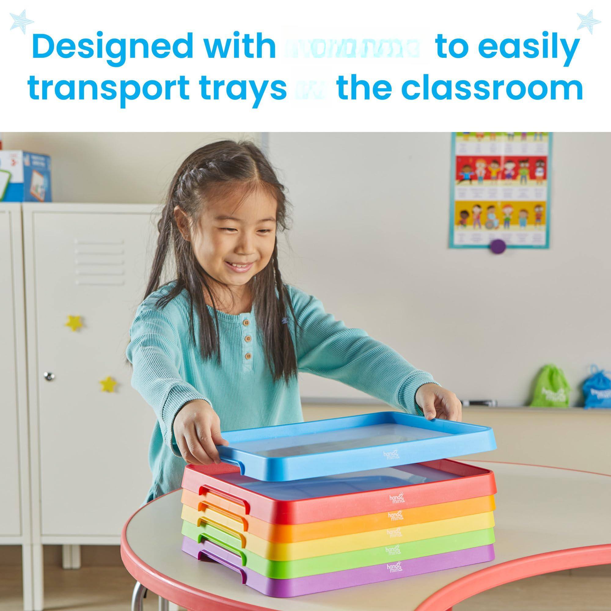 Designed with handles to easily transport trays to the classroom