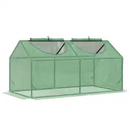 Outsunny - 4' x 2' x 2' Portable Mini Greenhouse, Small Green House with PE Cover, Roll-up Zippered Windows for Indoor