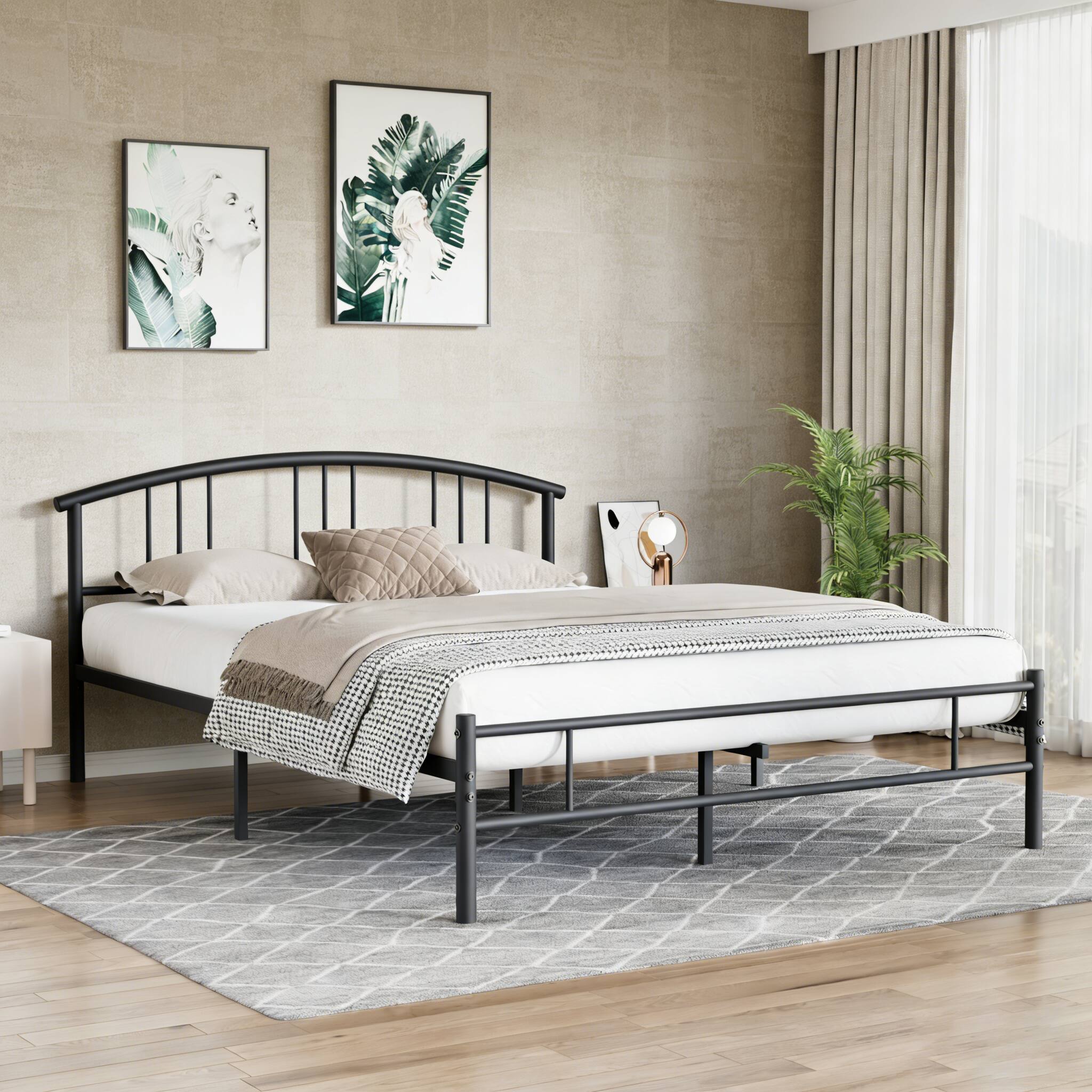 Alt View 1. Vecelo - Queen Metal Bed Frame - 12.4" Underbed Storage, Noise Free & No Box Spring Needed, 82.44x60.71 Inch - Black.