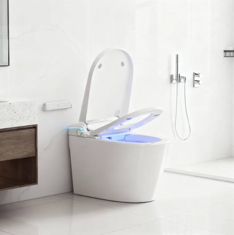 Vipbear - Smart Toilet with Built-In Tank, One-Piece Bidet toilet with Foot Flush, Auto Lid/Flush, Heated Seat, Warm Water&Dryer - White