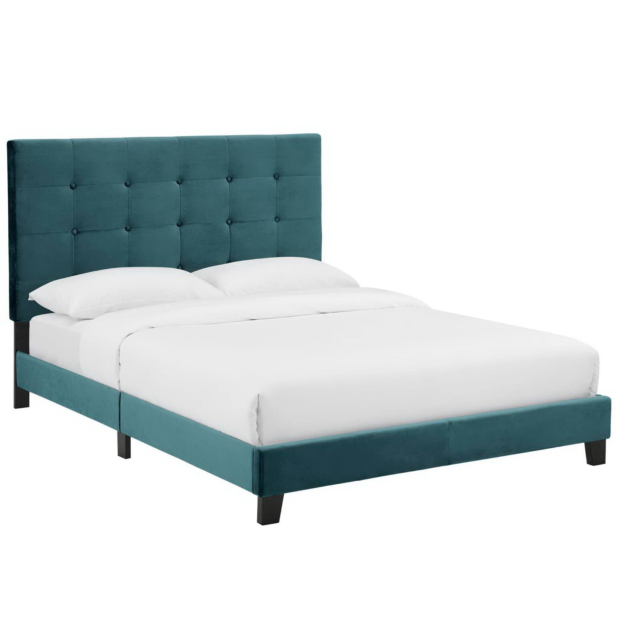 Angle. Modway - Celine Channel Tufted Performance Velvet Twin Bed - Gray.