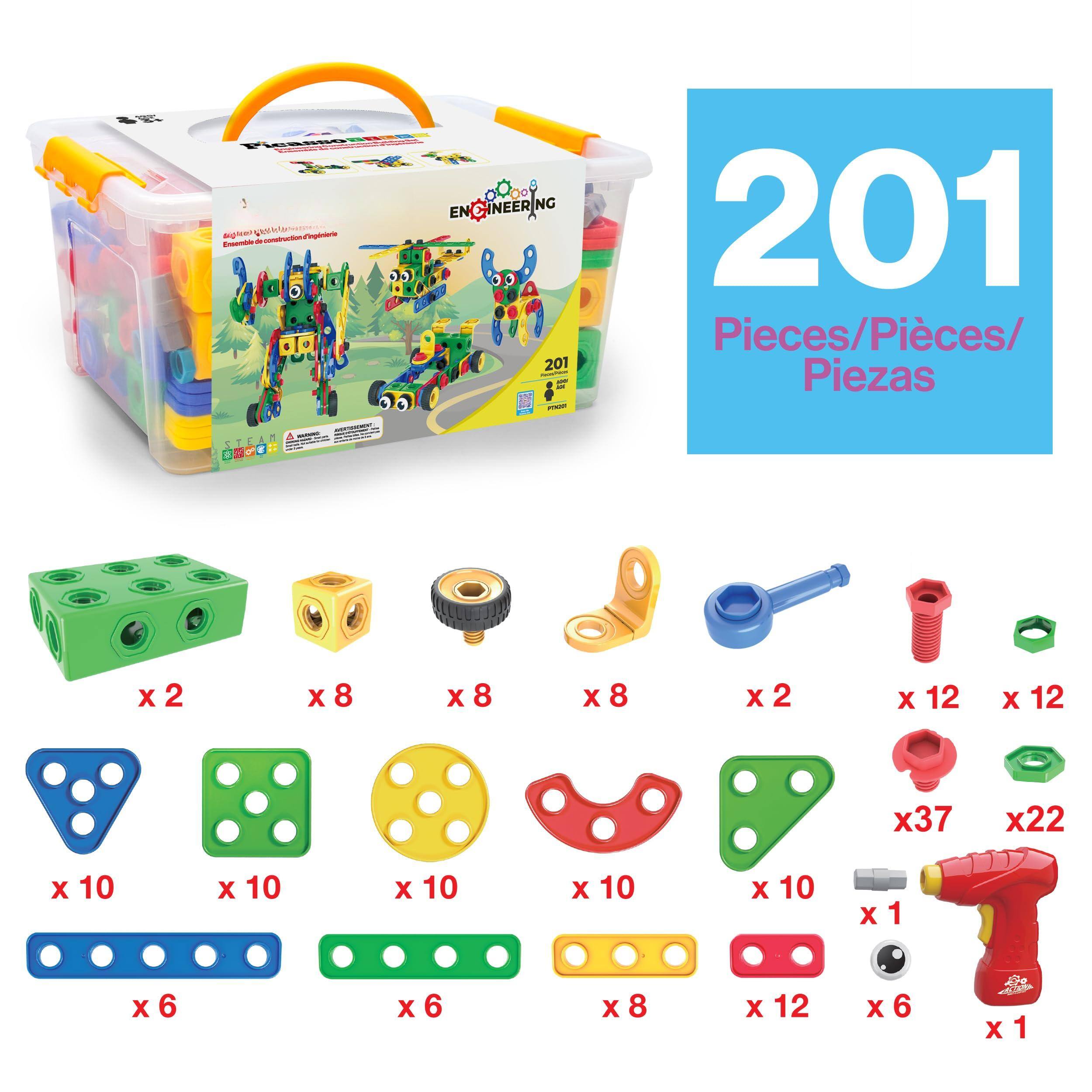 - EN GINEERING - Sigioah v - e - - .  
- + 201 I -  
- 201 Pieces/Pieces/Piezas  
- 1 A - X x2 X 8 X 8 X 8 X x2 X 12 X 12 x37 x22 X 10 X 10 X 10 X 10 X 10 X 1 X 6 X 6 X 8 X 12 X 6 adid X 1