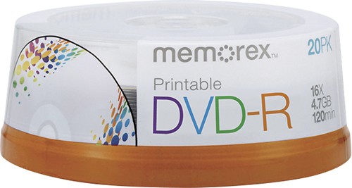  Memorex - DVD Recordable Media - DVD-R - 16x - 4.70 GB - 20 Pack Spindle