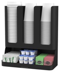 Mind Reader - Flume 6-Compartment Upright Coffee Condiment and Cups Organizer - Black - Left_Zoom