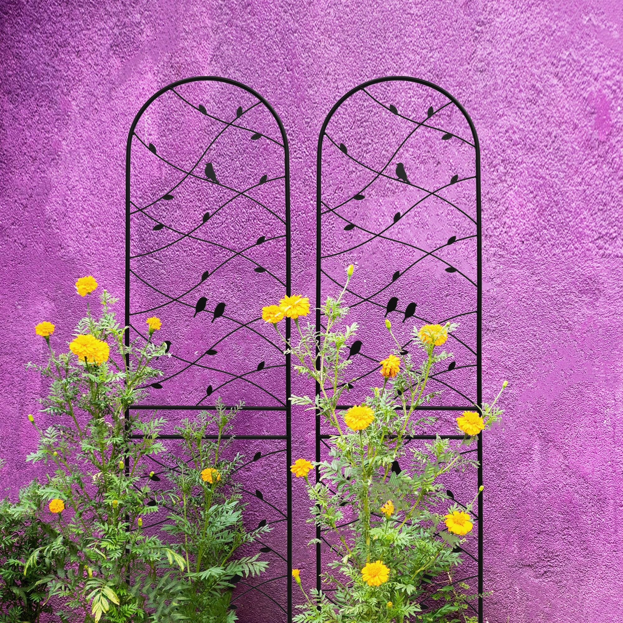 Alt View 2. Loheer - 2 Pack Metal Garden Trellis 7.2 ft x 1.6 ft Rustproof Climbing Plant Support - Black.