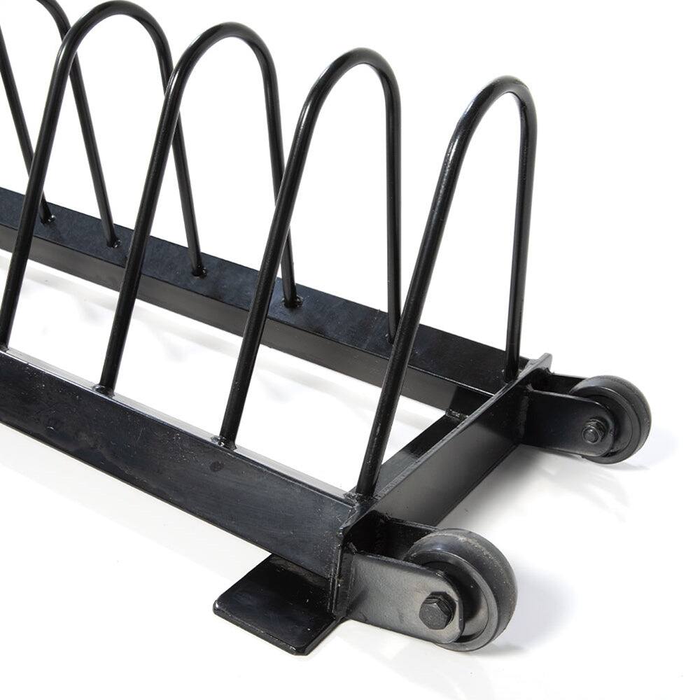 Alt View 2. Power Systems - Horizontal Weight Plate Rack – 16 Slots Bumper Plate Storage with Handle & Wheels - Black.