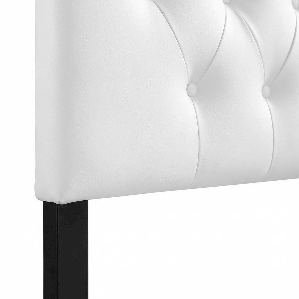 Alt View 1. FurniFact - Upholstered Vinyl Full Headboard with Durable Padding and Classic Design - White.