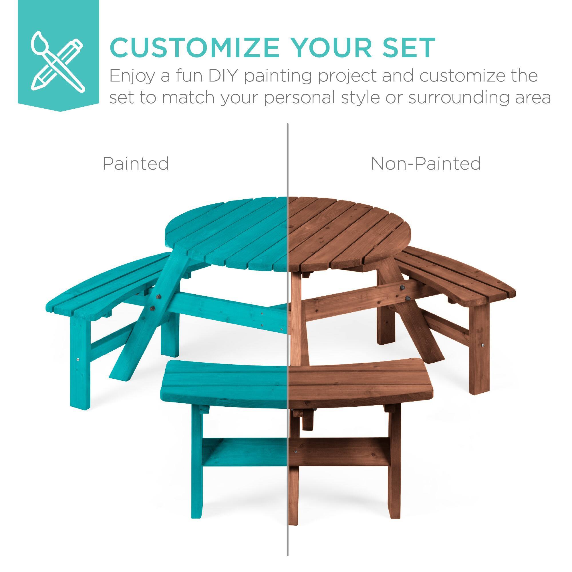 CUSTOMIZE YOUR SET  
Enjoy a fun DIY painting project and customize the set to match your personal style or surrounding area  

Painted  
Non-Painted
