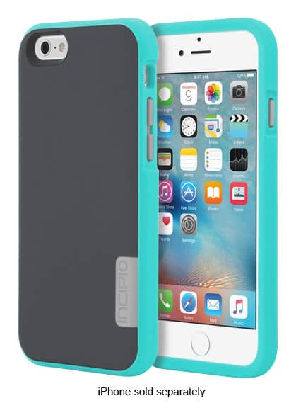 Incipio - Phenom Case for Apple® iPhone® 6 and 6s - Charcoal/Tuquoise/Light Gray - Larger Front