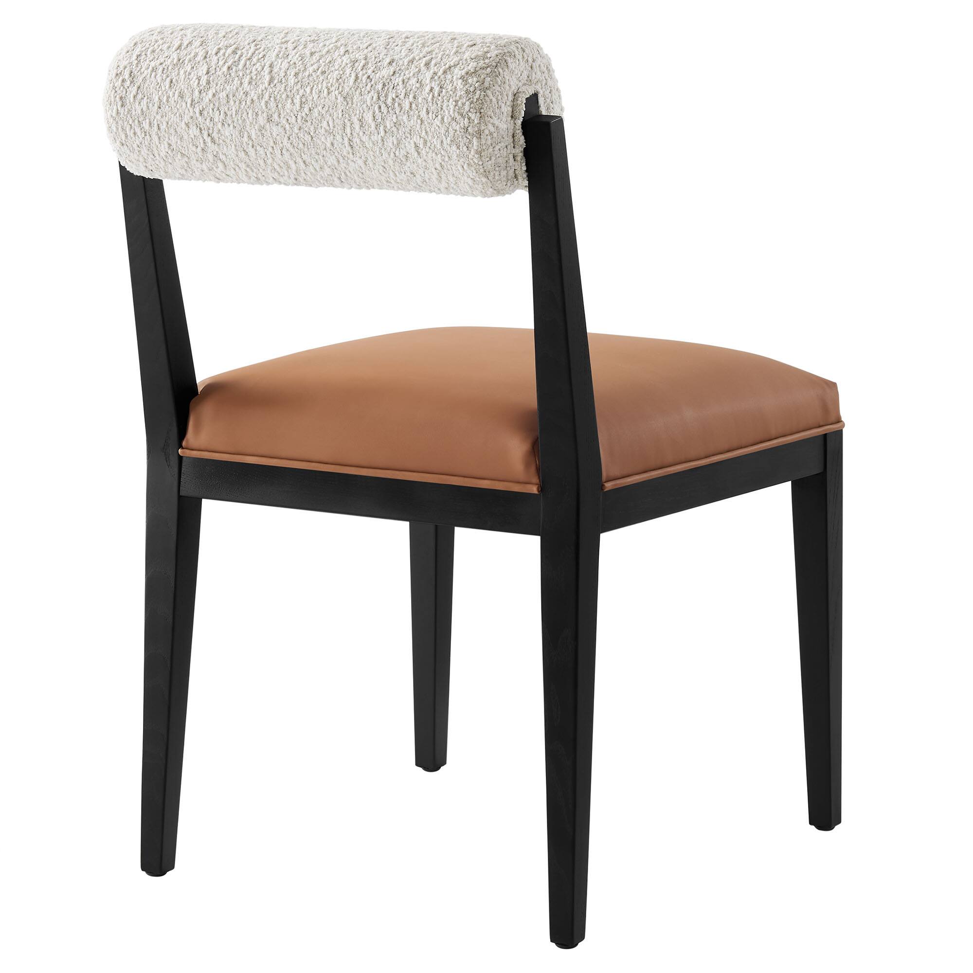Alt View 1. Modway - Kai Boucle and Vegan Leather Dining Chair by Modway - Black.