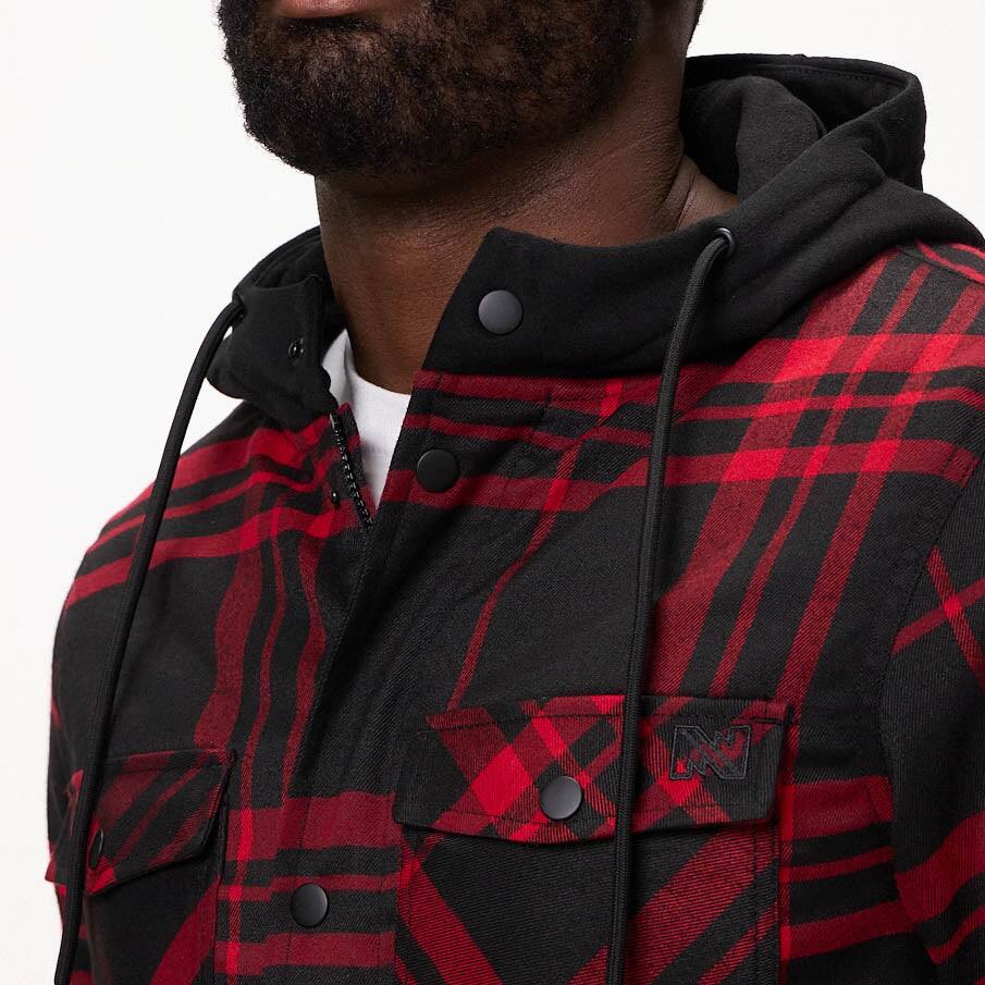 Alt View 7. Mobile Warming - Men's Flannel Heated Hoodie Jacket - Black/Red.
