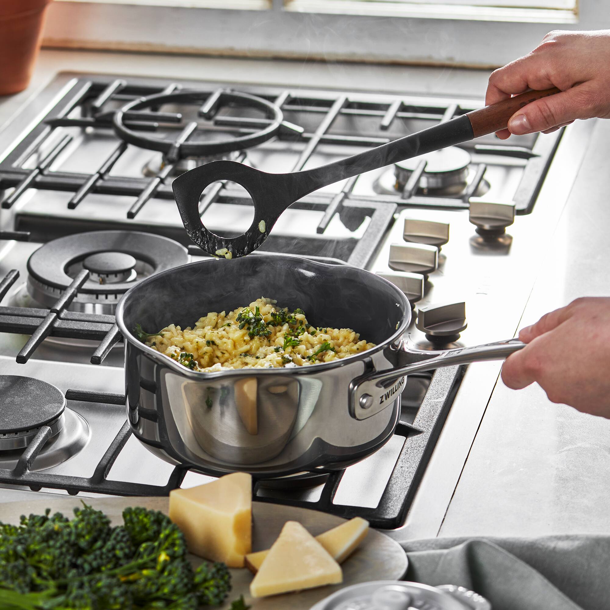 Alt View 1. Staub - Staub Silicone with Wood Handle Cooking Utensil, Risotto Spoon - Matte Black.