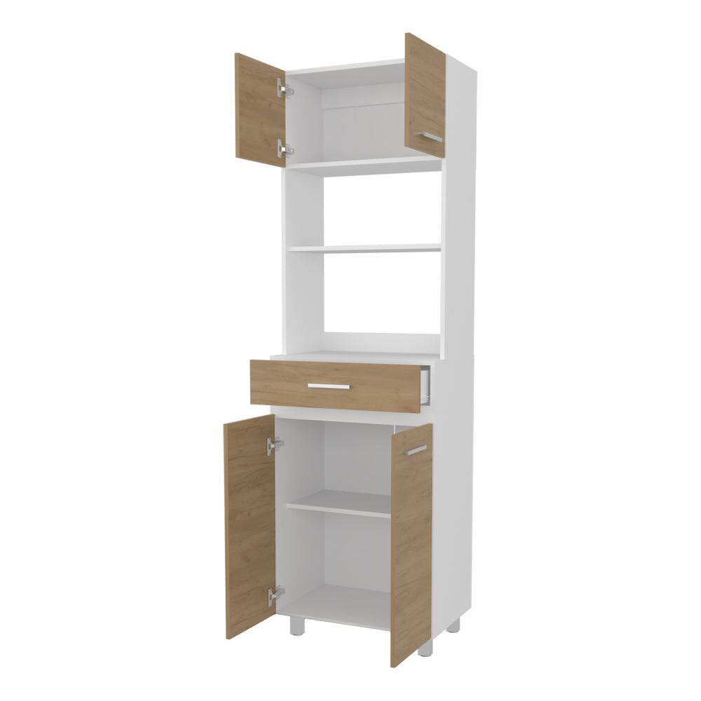 Left. Treevol Furniture - Lakeridge Pantry Cabinet - White / Natural Oak.