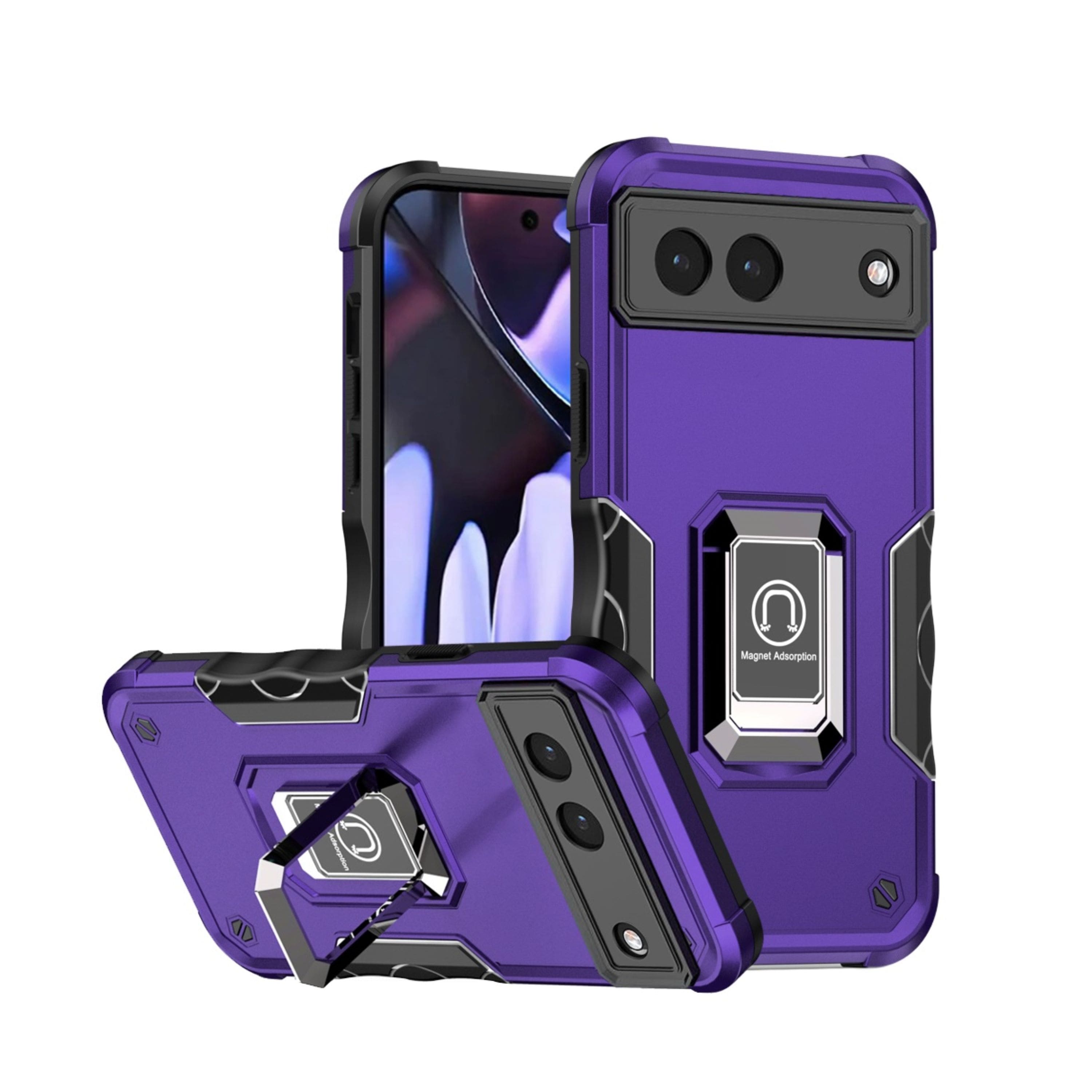 Kitcheniva - Premium Magnetic Ring Stand Case With Tempered Glass For Google Pixel 9a - Dark Purple price history on PriceWatchPro