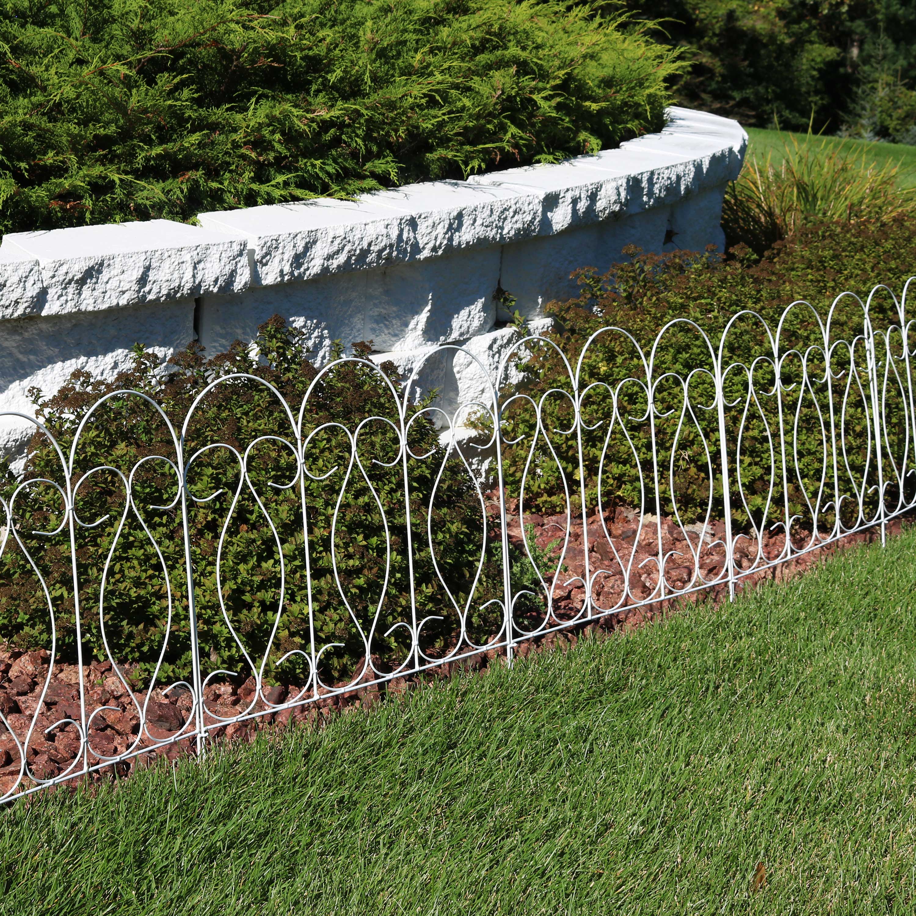 Alt View 2. Sunnydaze - 5-Piece Traditional Iron Garden Border Fencing - 10 ft - White.