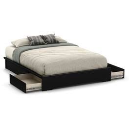 Hivvago - Queen Platform Bed Frame with 2 Storage Drawers - Black