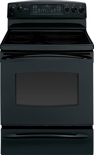 Front Standard. GE - Profile 30" Self-Cleaning Freestanding Electric Convection Range - Black.