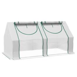 Outsunny - 6' x 3' x 3' Portable Greenhouse, Garden Green House with 2 PE/Plastic Covers, Steel Frame and 2 Roll Up Windows