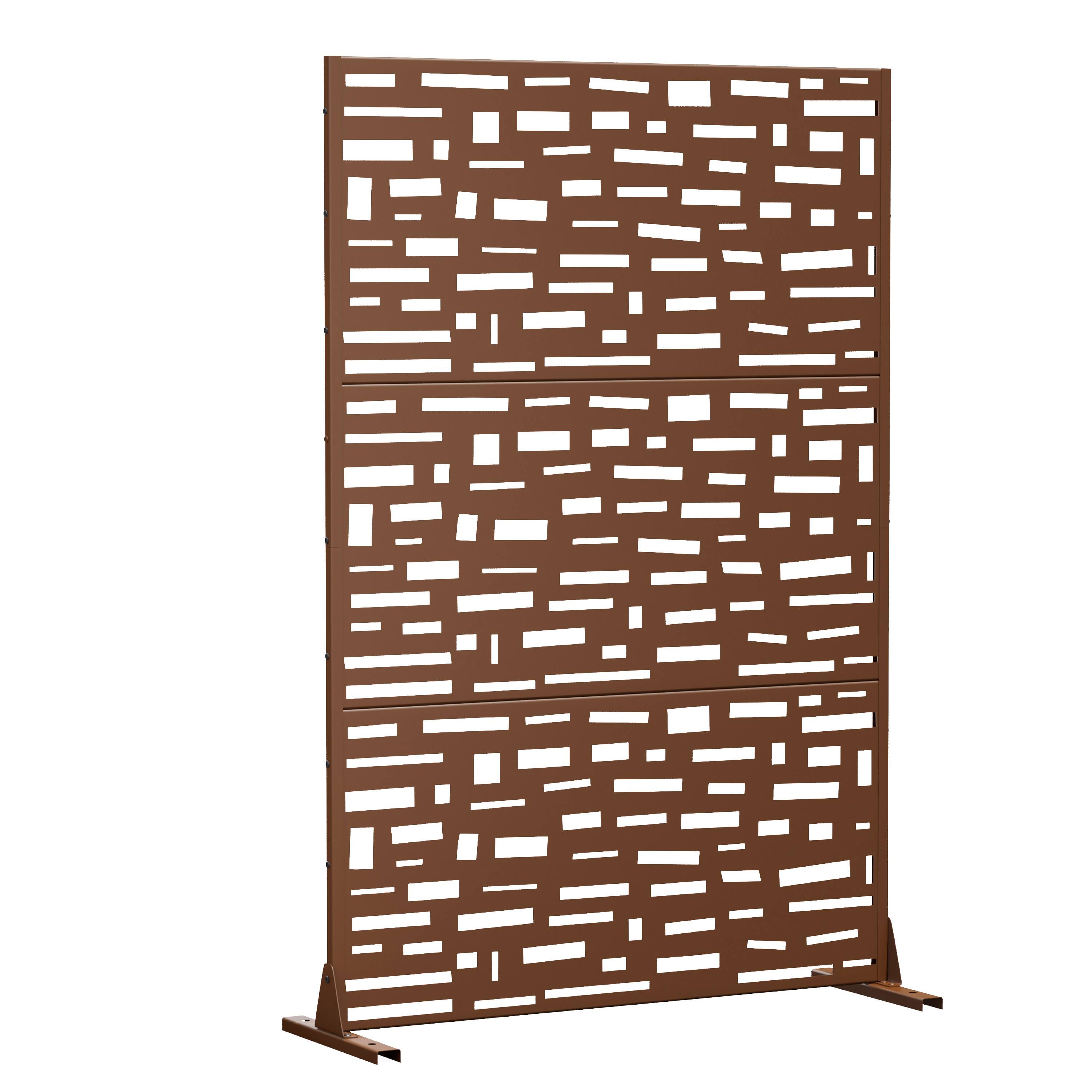 Angle. PexFix - 72 in. x 47 in. Gerald Pattern Metal Outdoor Privacy Screen & Panels, Freestanding Garden Divider Fence - Brown.