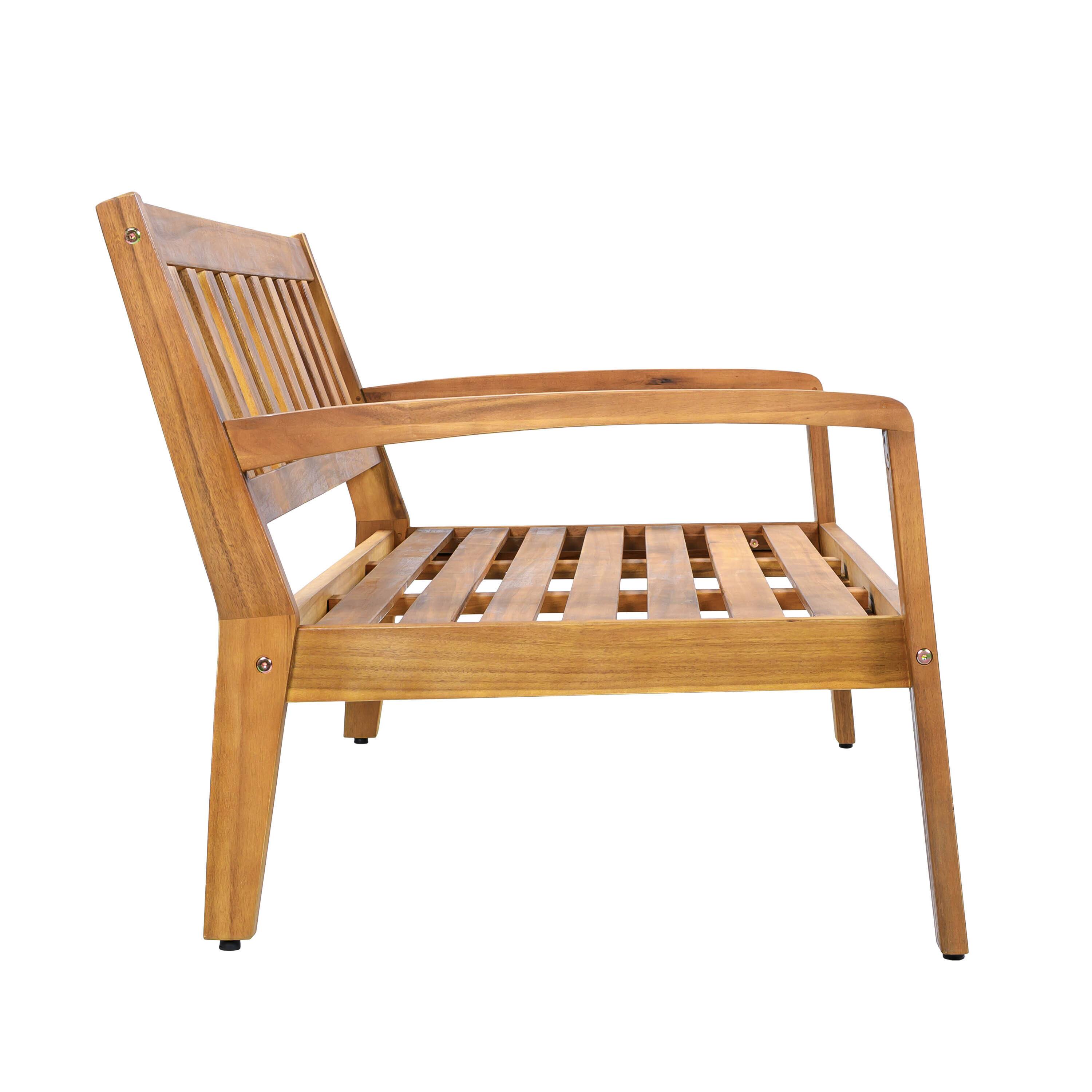 Alt View 7. Whisen - 2-Piece Outdoor Acacia Wood Conversation Set - Loveseat & Coffee Table with Water-Resistant Cushions - Blue|Teak.