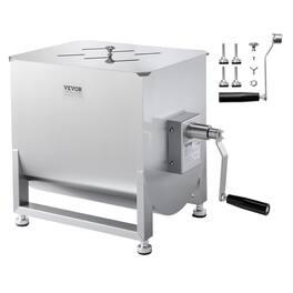 VEVOR - Manual Meat Mixer, 80L Fixed Tank Meat Processing Equipment(Mixing Max 80LBS for Meat), Stainless Steel Meat Mixer - Silver