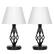 Angle. Oumilen - 2-Piece Table Lamp Set, Black Metal with White Linen Shades.