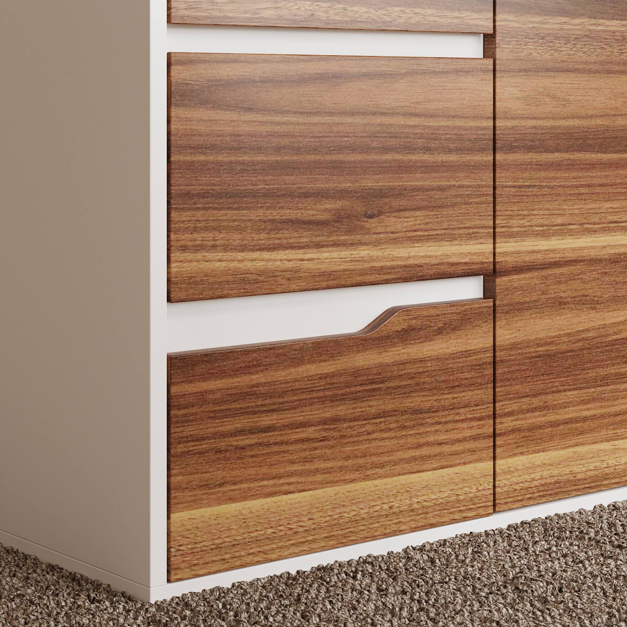 Alt View 6. FUFU & GAGA - Reversible L - Shaped Desk with Adjustable Storage – Ideal for Home Offices & Creative Studios - Brown & White.