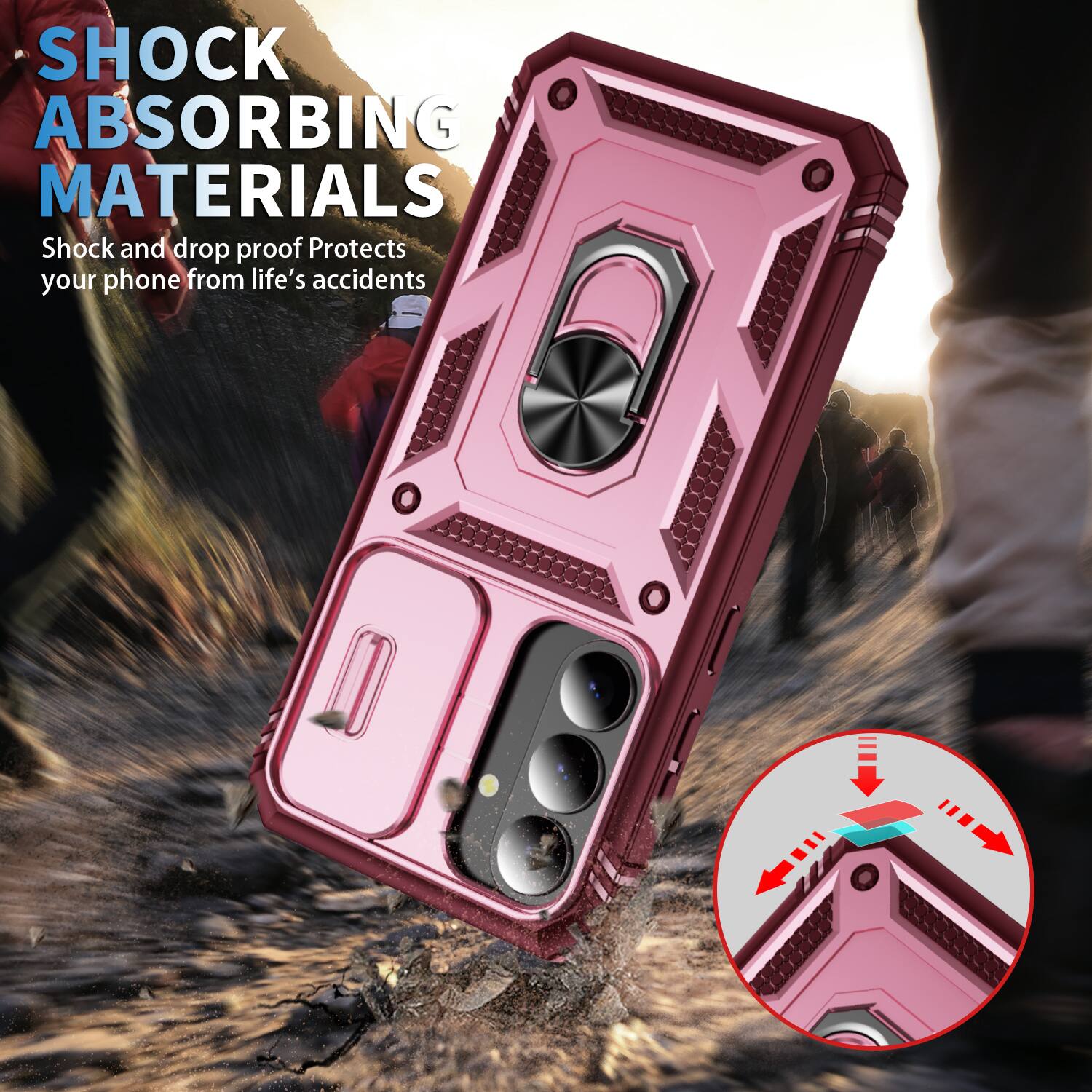 SHOCK ABSORBING MATERIALS  
Shock and drop proof  
Protects your phone from life's accidents