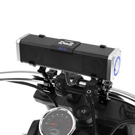 GoHawk - Bluetooth Motorcycle Speakers 2-Speaker Waterproof Stereo System Built-in Amp, Aluminum Soundbar, FM/USB Music - Black