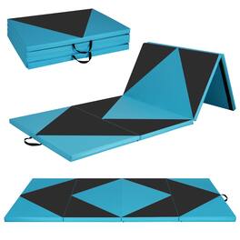 Costway - Gymnastics Gym Mat 4-Panel Folding Lightweight Gymnastics Tumbling Mat with Hook - Blue,Black