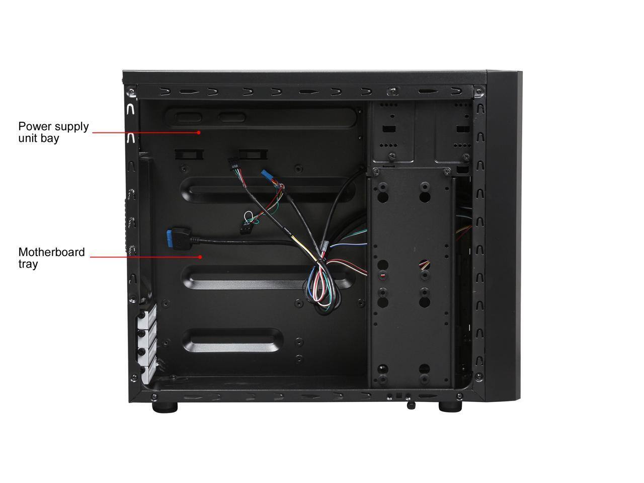 Power supply unit bay  
Motherboard tray