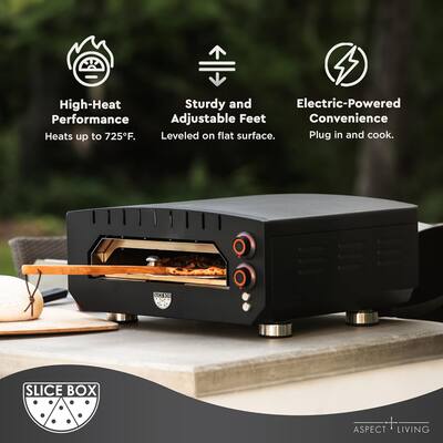 Fire Sense Slice Box Outdoor Indoor Electric Pizza Oven Black Fire Sense Slice Box Outdoor Indoor Electric Pizza Oven Black