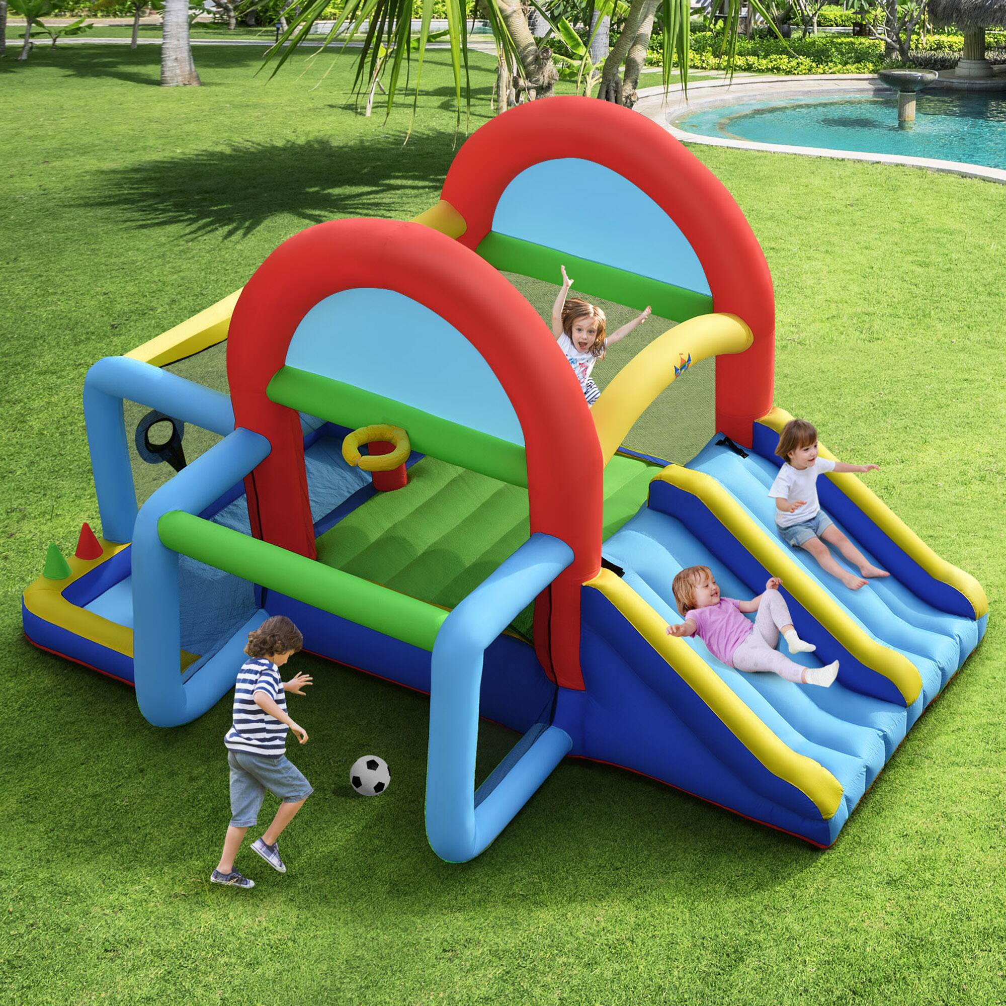 Alt View 2. Gymax - Gymax Kids Inflatable Bounce House Bouncer Castle w/ Double Slides Without Blower.
