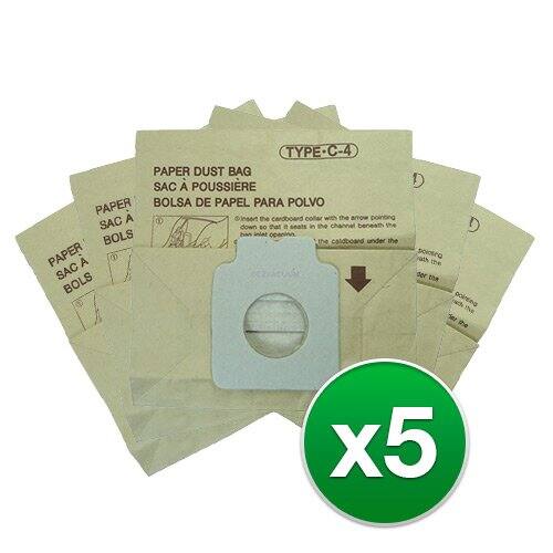 TYPE-C-4 PAPER DUST BAG  
SAC À POUSSIÈRE  
BOLSA DE PAPEL PARA POLVO  

Insert the cardboard collar with the arrow pointing down so that it seats in the channel beneath the flange.  
Inserte el cartón con la punta hacia abajo para que se ajuste en el canal debajo del borde.  

x5