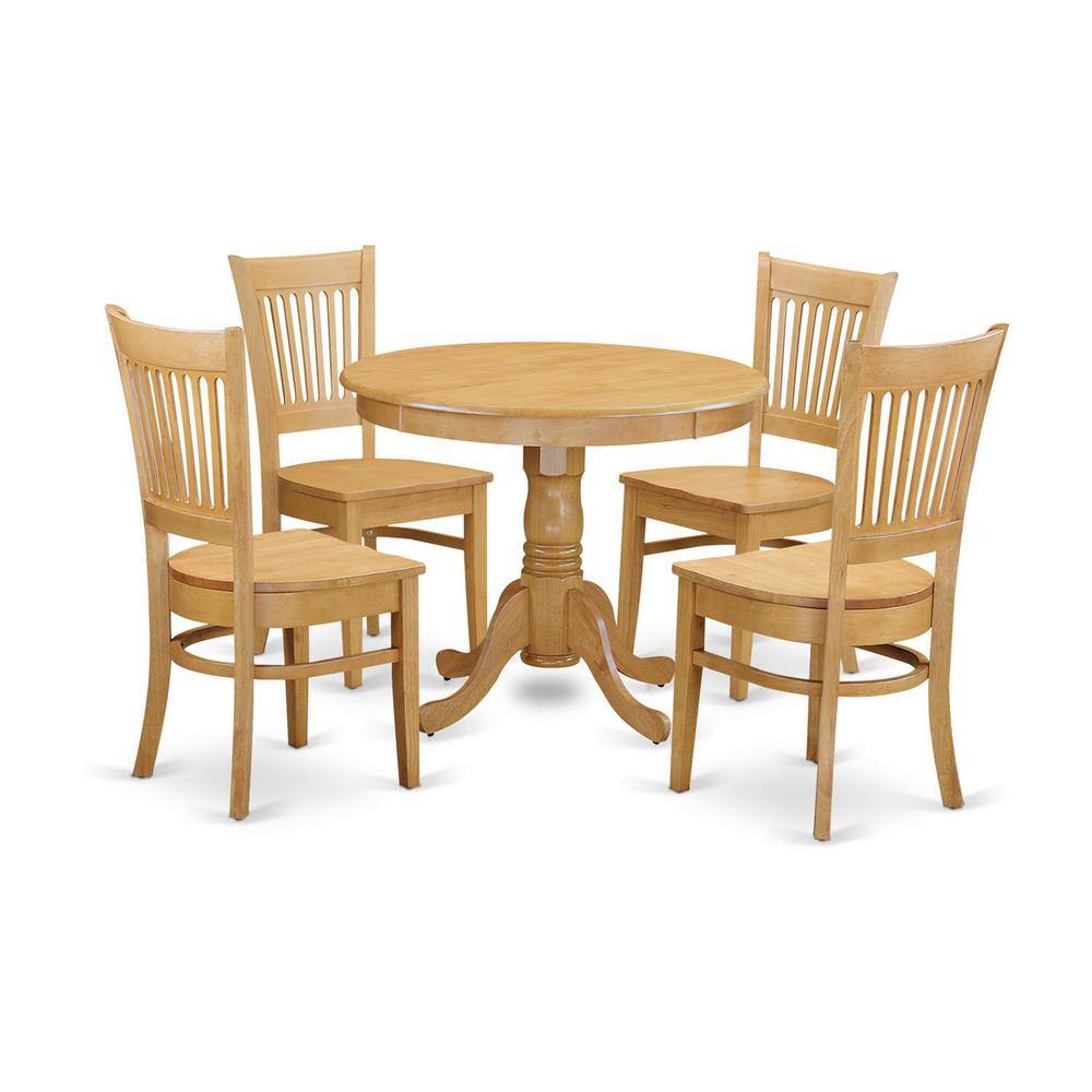 Back. East West Furniture - 5 PC Table set - Kitchen Table and 4 Dining room chair - Oak.