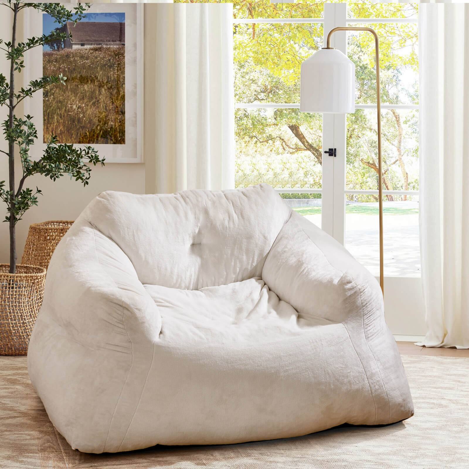Alt View 1. Costway - Costway Bean Bag Chair for Adults Plush Lazy Sofa with Ultra-soft Velvet Cover - Beige.