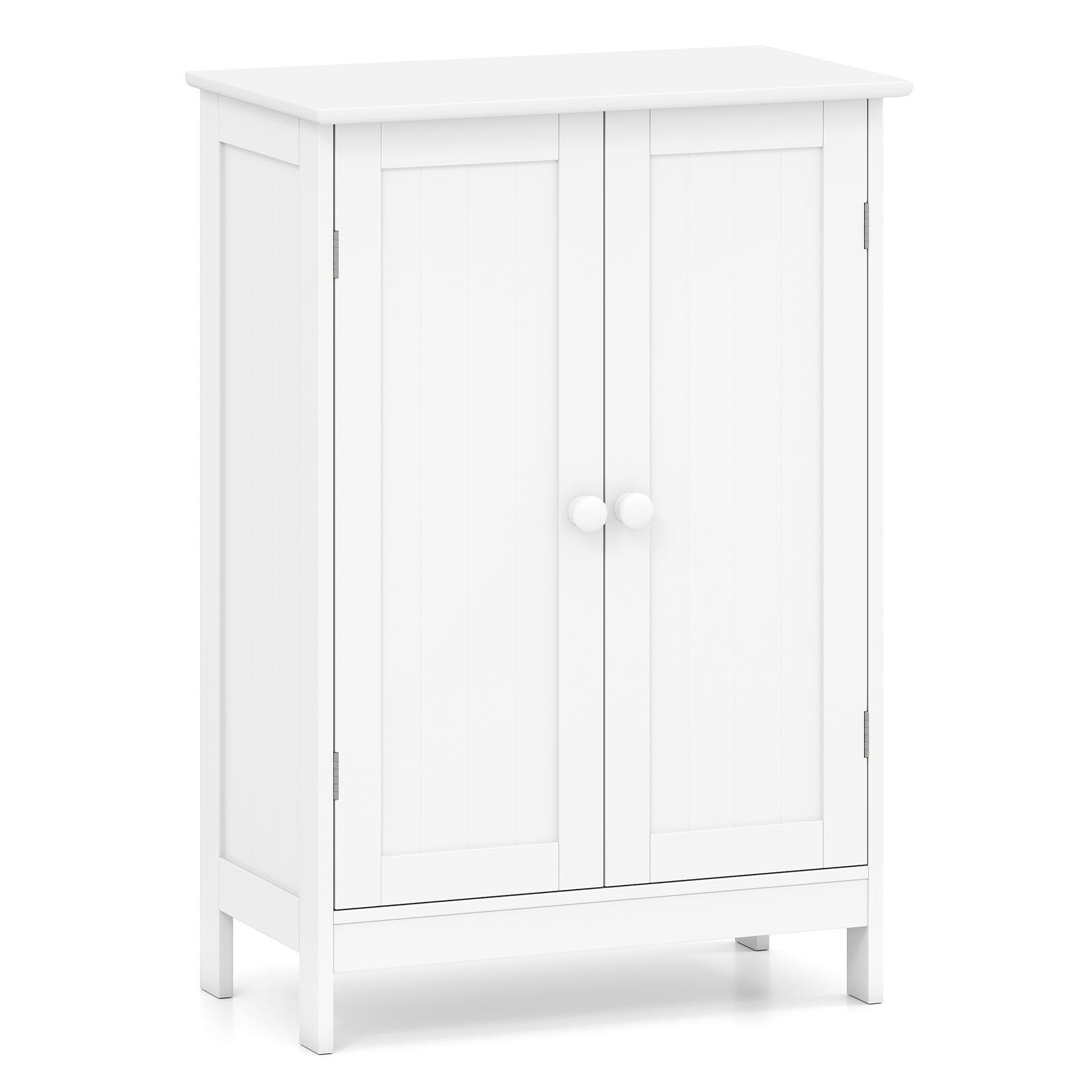 Alt View 9. Gymax - Gymax Bathroom Storage Cabinet Freestanding Wooden Floor Cabinet w/ Double Doors White - White.
