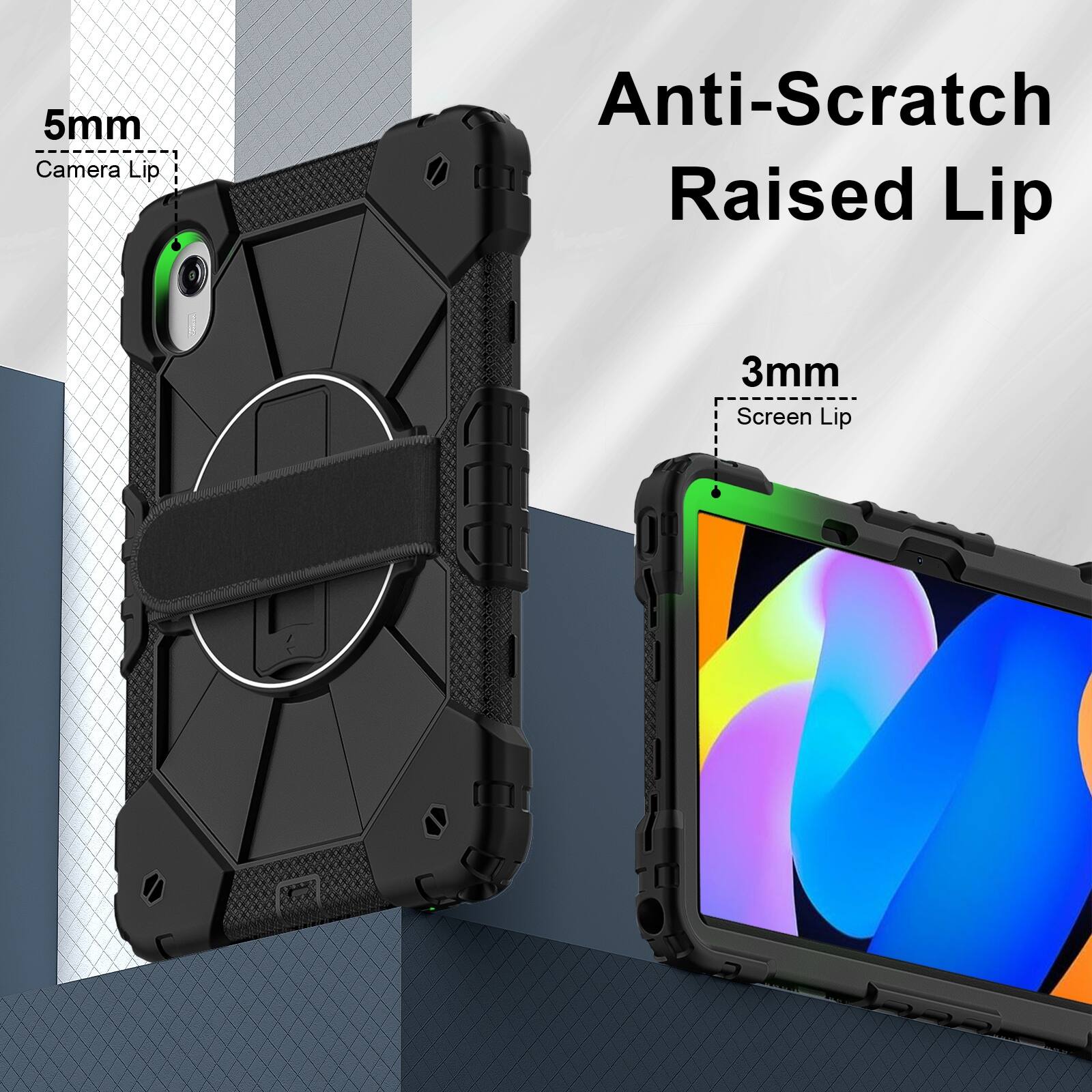 5mm Camera Lip  
Anti-Scratch Raised Lip  
3mm Screen Lip