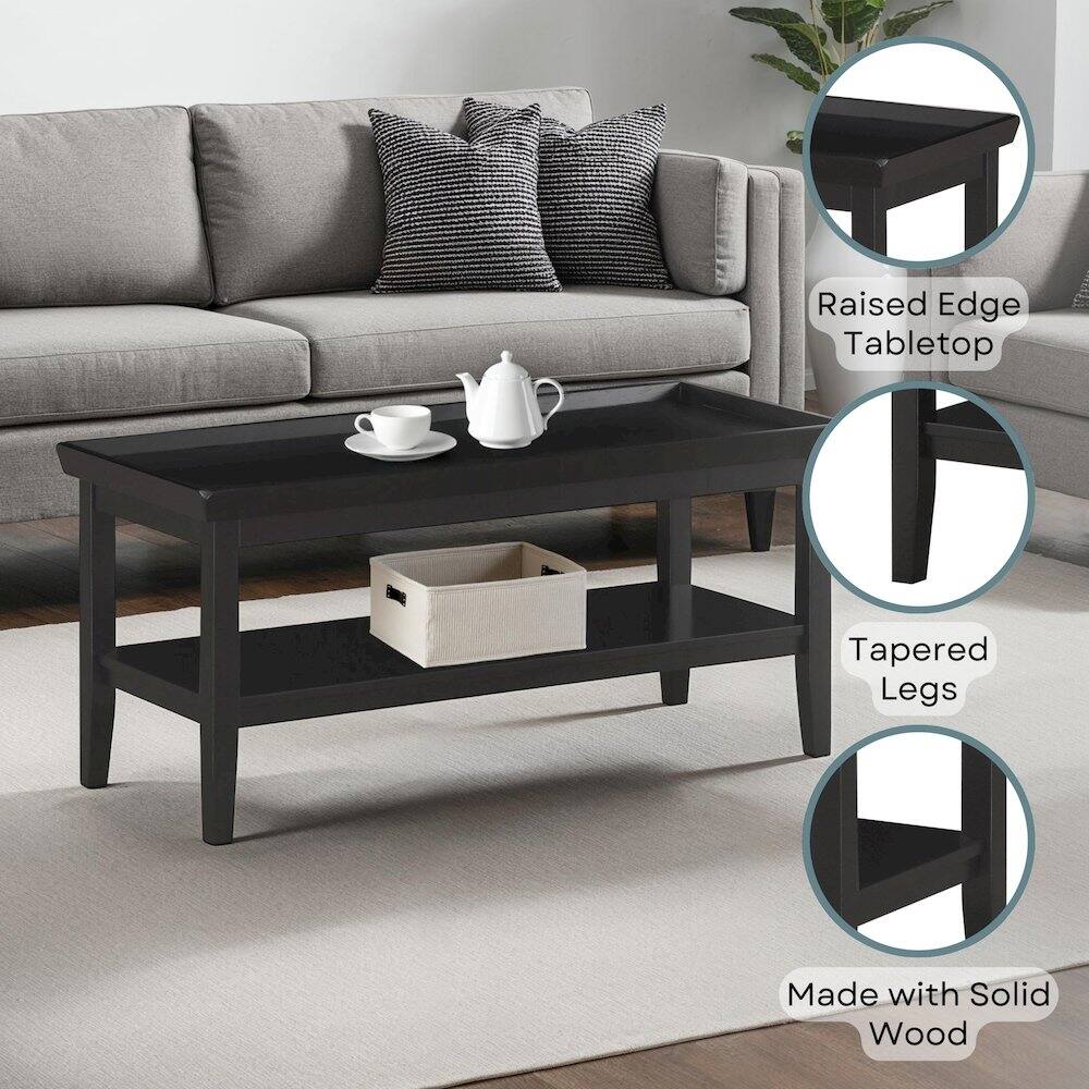 Raised Edge Tabletop  
Tapered Legs  
Made with Solid Wood