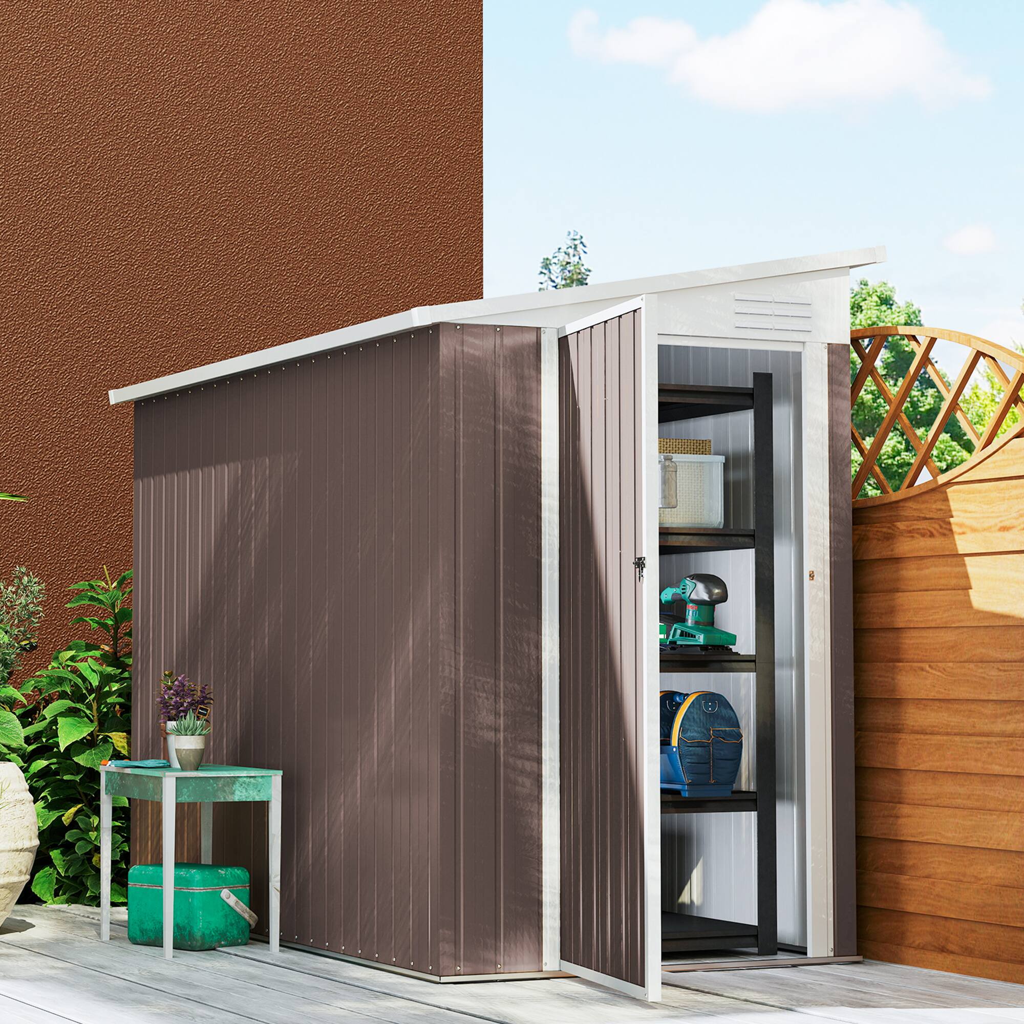 Alt View 1. Outsunny - x 7.7' Lean to Garden Storage Shed.