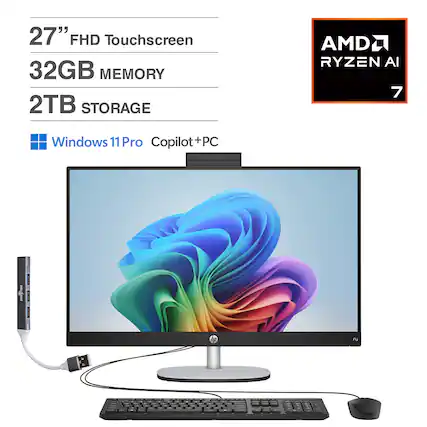 27" FHD Touchscreen
32GB MEMORY
2TB STORAGE
AMD RYZEN AI 7
Windows 11 Pro Copilot+PC