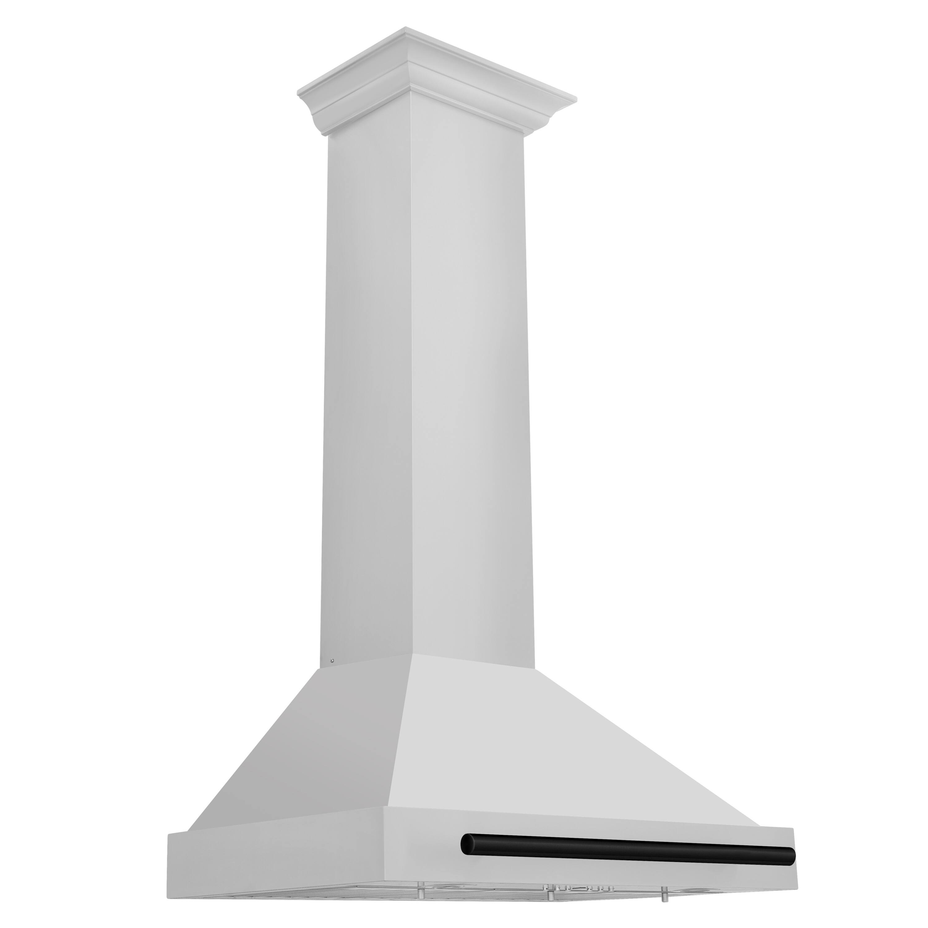 Left. ZLINE - 30 in. Autograph Edition Convertible Stainless Steel Range Hood with Stainless Steel Shell and Matte Black Accents - Stainless steel.