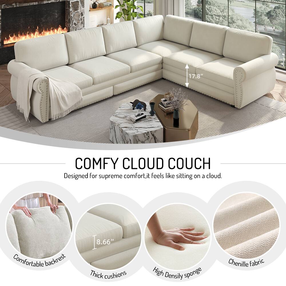 17.8" COMFY CLOUD COUCH  
Designed for supreme comfort, it feels like sitting on a cloud.  
Comfortable backrest  
8.66" Thick cushions  
High Density sponge  
Chenille fabric