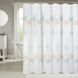 RT Designers Collection - Seastar Embroidered Stylish Shower Curtain 70" x 72" - Gold