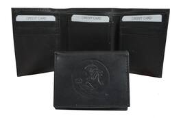 Rico Industries - Florida State FSU Seminoles Distressed Look Embossed Logo Black Leather Trifold Wallet - Multi