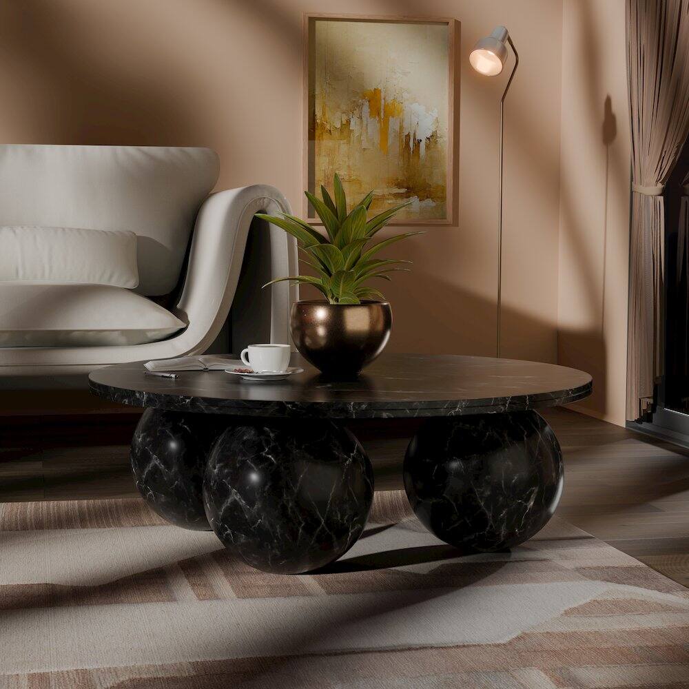 Alt View 1. Meridian Furniture - Spherical Black Coffee Table - Black.