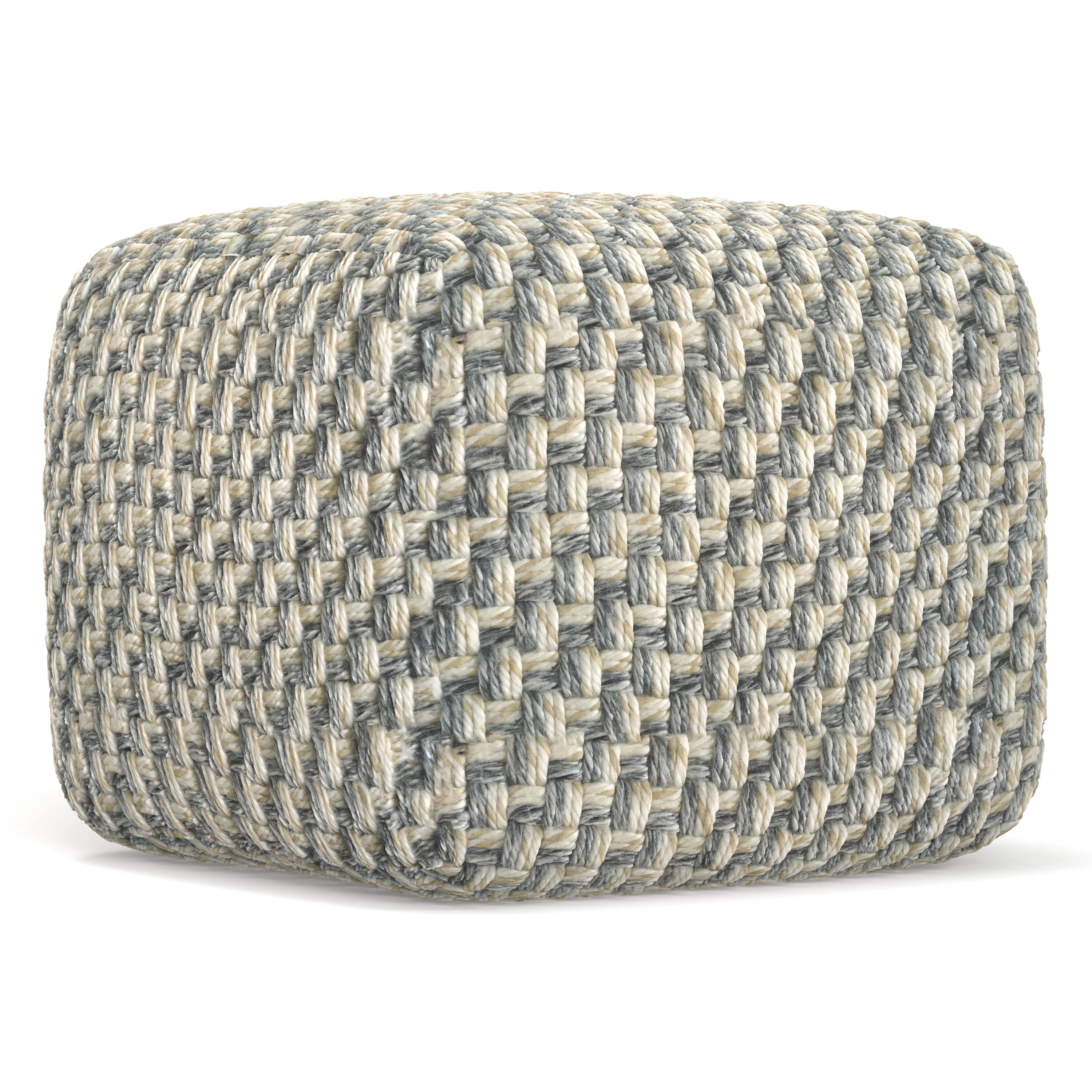 Alt View 1. Simpli Home - Beatrix 18 inch Wide Boho Pouf in Multicolor PET Polyester, Assembled - Multi-Color.