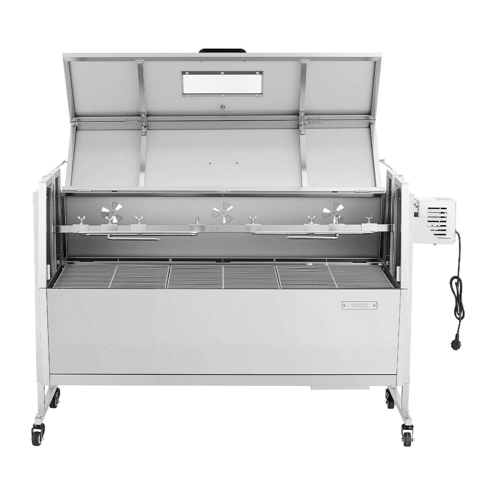 Alt View 5. VEVOR - Rotisserie Grill, 38W BBQ Outdoor Pig & Lamb Spit Roaster, Charcoal Spit Roaster with 132 LBS Capacity - Stainless steel color.
