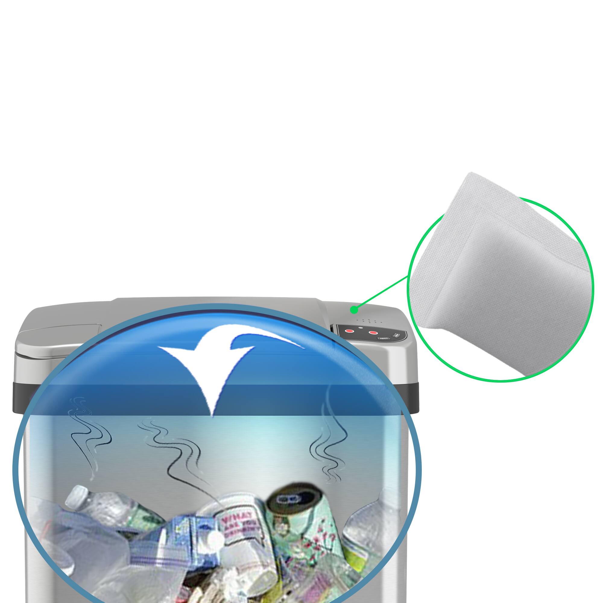 Alt View 11. iTouchless - 4 Gallon Touchless Sensor Trash Can with AbsorbX Odor Control and Fragrance, Bathroom Garbage Bin - Stainless Steel.
